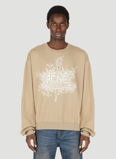 Shop Acne Studios Glow In The Dark Logo Sweater In Beige