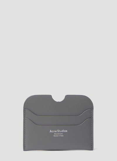 Shop Acne Studios Logo Print Leather Cardholder In Grey