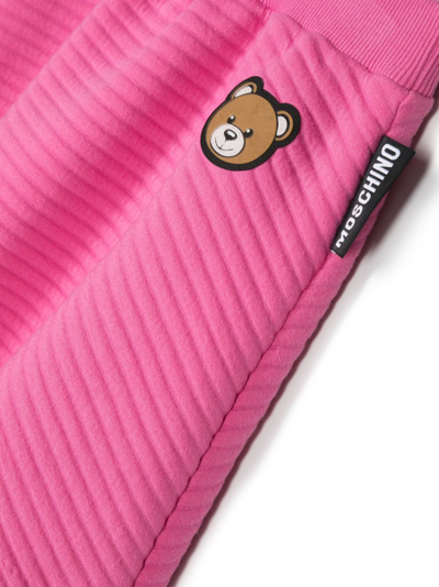 Shop Moschino Teddy Bear-motif Ribbed Skirt In Pink