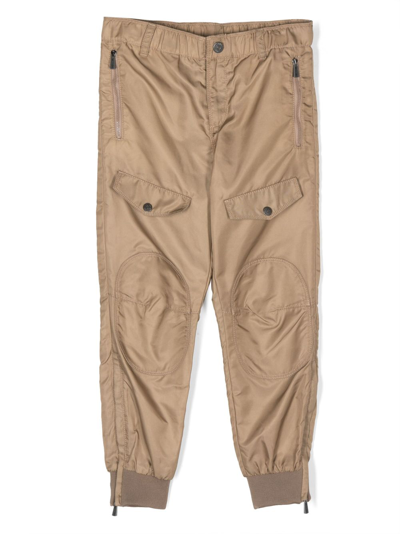 Shop Moschino Tapered Cargo Trousers In Brown