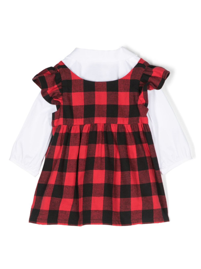 Shop Moschino Teddy Bear-motif Checkered Dress In Red