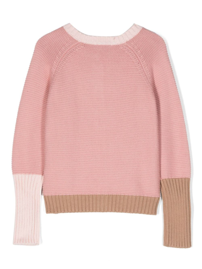 Shop Il Gufo Knitted Cotton Cardigan In Pink