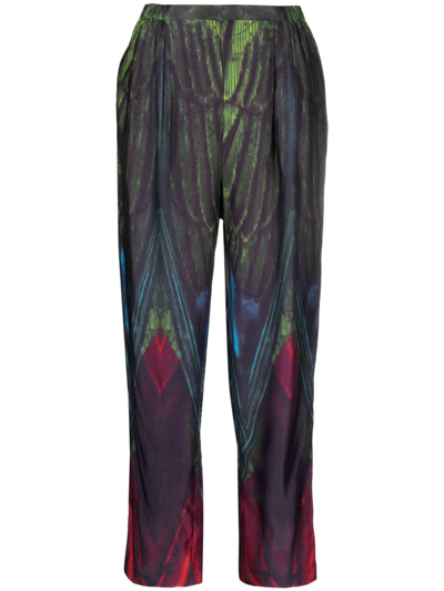 Shop Mes Demoiselles Abstract-print Elasticated-waist Trousers In Purple