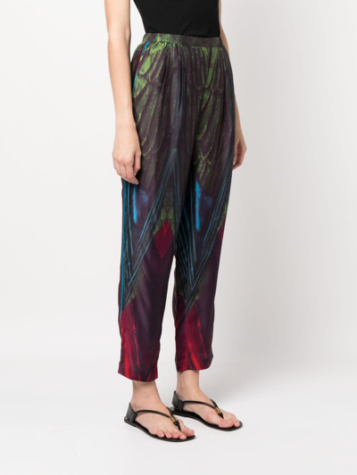 Shop Mes Demoiselles Abstract-print Elasticated-waist Trousers In Purple