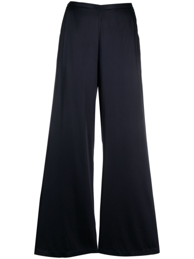 Shop Forte Forte Satin-finish Wide-leg Trousers In Blue