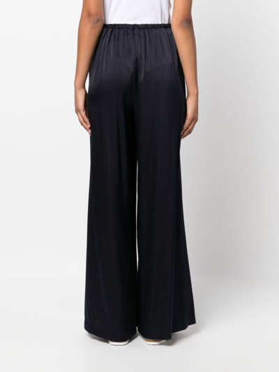 Shop Forte Forte Satin-finish Wide-leg Trousers In Blue