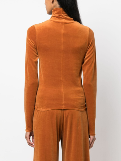 Forte Forte Velvet-effect High-neck Top In Brown