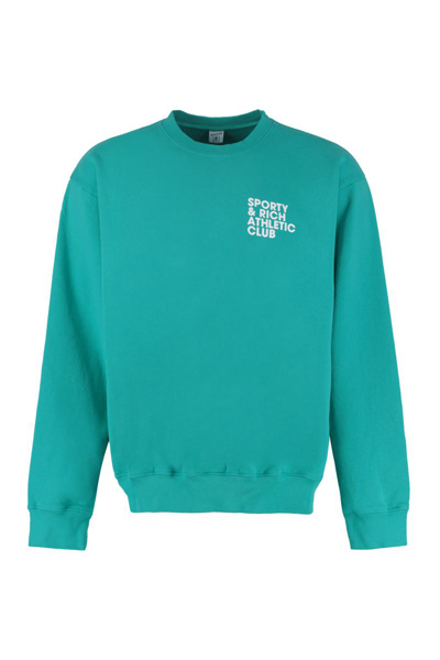 Shop Sporty And Rich Sporty & Rich Cotton Crew-neck Sweatshirt In Turquoise