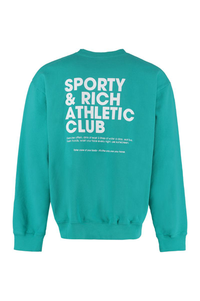 Shop Sporty And Rich Sporty & Rich Cotton Crew-neck Sweatshirt In Turquoise