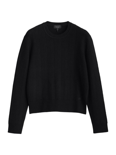 Shop Rag & Bone Women's Durham Herringbone Cashmere Sweater In Black