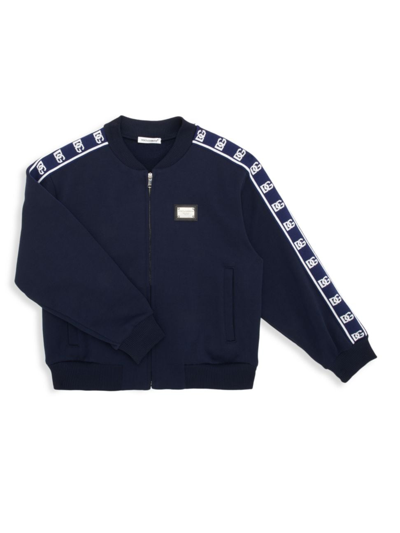 Shop Dolce & Gabbana Little Boy's & Boy's Logo Tape Jersey Sweatshirt In Navy