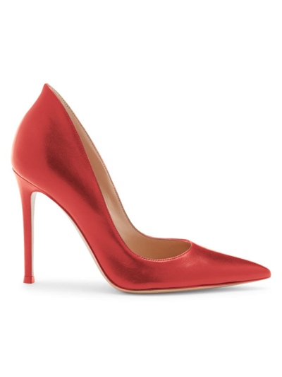 Shop Gianvito Rossi Women's Ellipsis 105mm Leather Pumps In Red