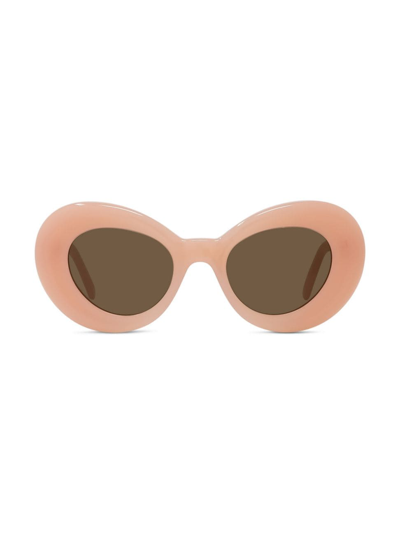 Shop Loewe Women's Curvy 47mm Oversized Oval Sunglasses In Pink