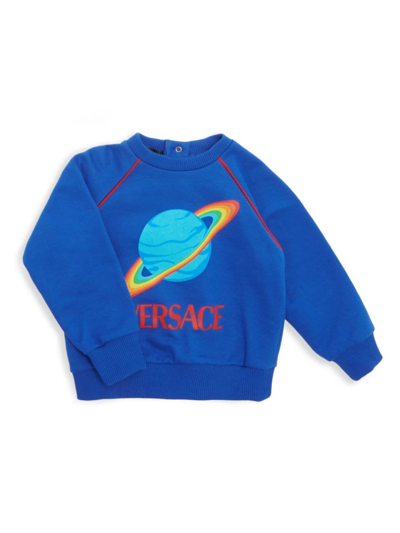Shop Versace Little Girl's & Girl's Meteor Embroidery Sweatshirt In Bright Blue