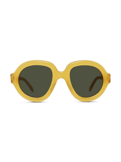 Shop Loewe Women's Curvy 49mm Round Sunglasses In Shiny Yellow
