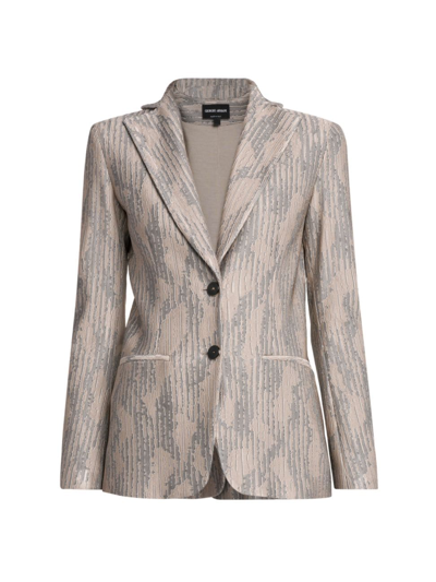 Shop Giorgio Armani Women's Jacquard Pintstripe Jacket In Fantasia