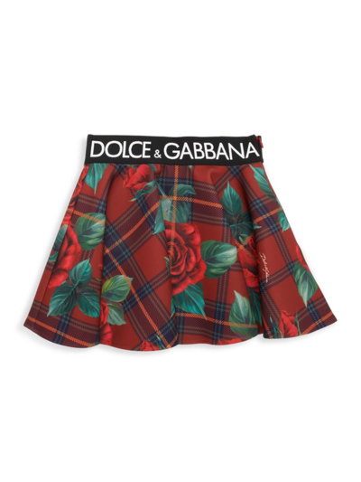 Shop Dolce & Gabbana Little Girl's & Girl's Scuba Tartan Rose Skirt