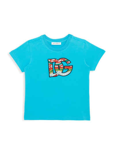Shop Dolce & Gabbana Baby Boy's Ricamo Logo T-shirt In Blue