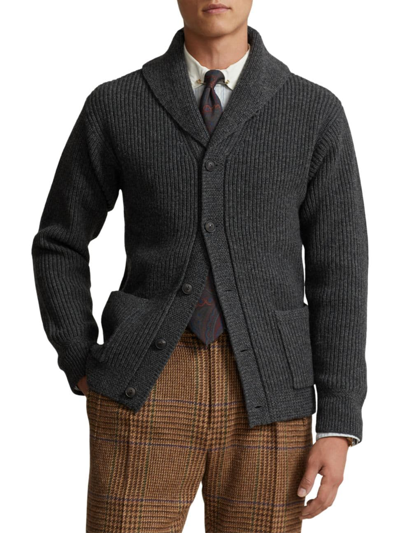 Shop Polo Ralph Lauren Men's Wool-blend Button-front Cardigan In Dark Charcoal