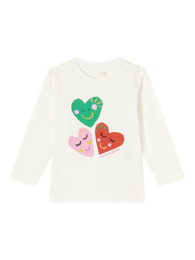 Shop Stella Mccartney Baby Girl's Smiling Hearts Graphic Long-sleeve T-shirt In White