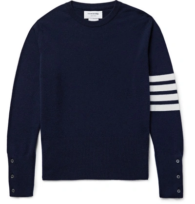 Shop Thom Browne Striped Cashmere Sweater In Navy