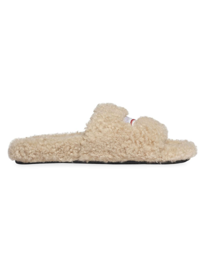 Shop Balenciaga Women's Furry Slide Sandals In Beige