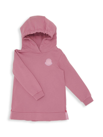 Shop Moncler Little Girl's & Girl's Logo Hooded Sweatshirt Dress In Pink
