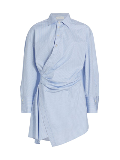 Shop A.l.c Women's Rachel Pinstripe Wrap Minidress In Chelsea Blue White