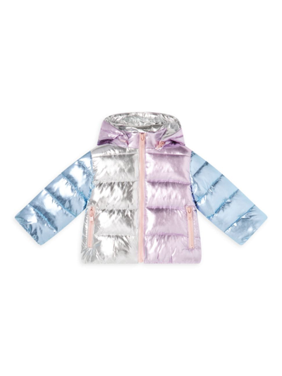 Shop Stella Mccartney Baby Girl's Metalic Colorblock Puffer Jacket In Neutral