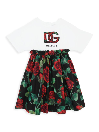 Shop Dolce & Gabbana Little Girl's & Girl's Rose Logo T-shirt Dress