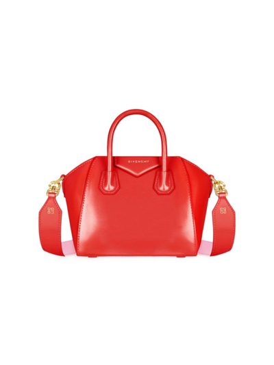 Shop Givenchy Women's Antigona Toy Op Handle Bag In Box Leather In Red Pink