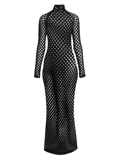 Shop Alaïa Women's Cage Net Maxi Dress In Black