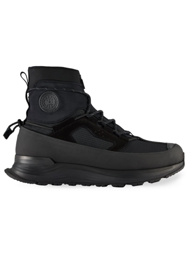 Shop Canada Goose Men's Glacier Trail Leather High-top Sneakers In Black