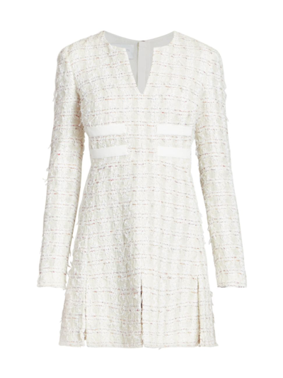 Shop Giambattista Valli Women's Long-sleeve Bouclé-knit Minidress In White Multi