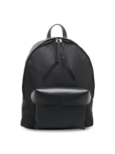 Shop Jil Sander Men's Lid Leather-trimmed Backpack In Black