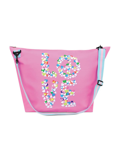 Shop Iscream Girl's Peace & Love Weekender Bag In Neutral