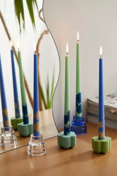 Shop Urban Outfitters Winnie Floral Taper Candle Set In Blue At