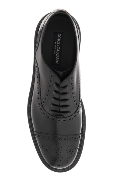 Shop Dolce & Gabbana Brushed Leather Oxford Lace-ups Men In Black