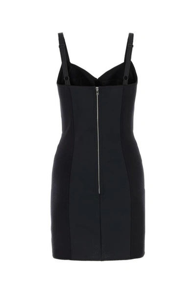 Shop Dolce & Gabbana Woman Black Stretch Nylon Mini Dress