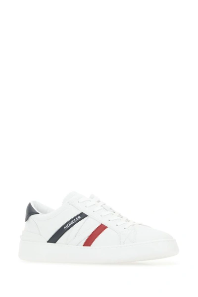 Shop Moncler Man White Leather Monaco M Sneakers
