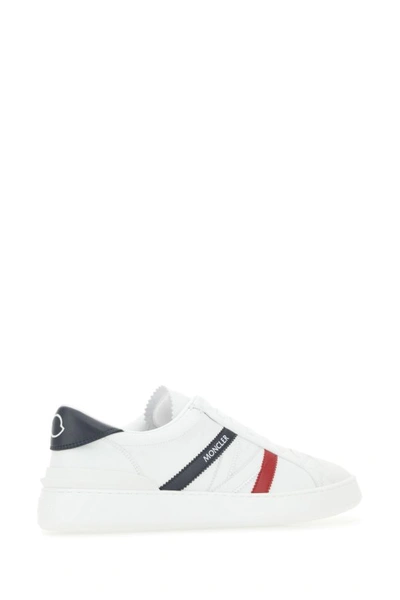 Shop Moncler Man White Leather Monaco M Sneakers
