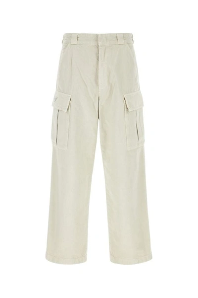 Shop Prada Man Sand Denim Cargo Jeans In White