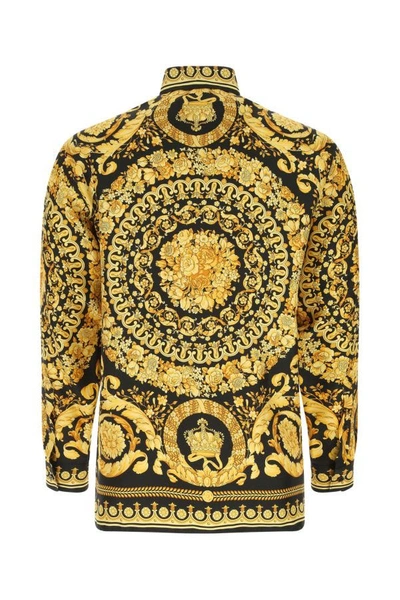 Shop Versace Man Printed Silk Shirt In Multicolor