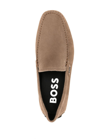 Hugo Boss Logo-debossed Suede Loafers In Medium Beige 260 | ModeSens