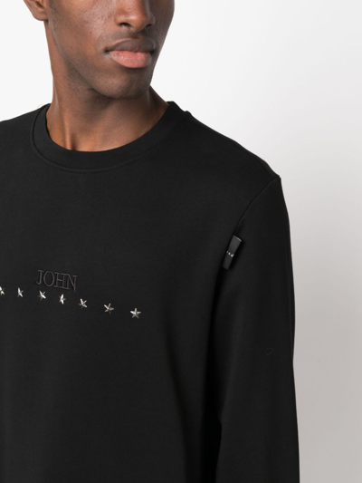 Shop John Richmond Logo-embroidered Cotton Sweatshirt In Black