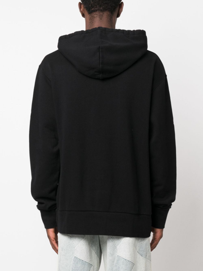 Shop Jw Anderson Logo-embroidered Cotton Hoodie In Black