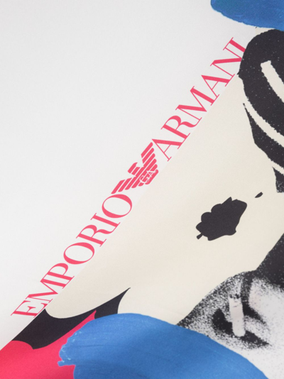 Shop Emporio Armani Graphic-print Silk Scarf In White