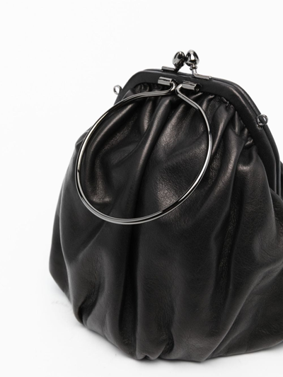 Shop Yohji Yamamoto Clasp Drape Leather Tote Bag In Black