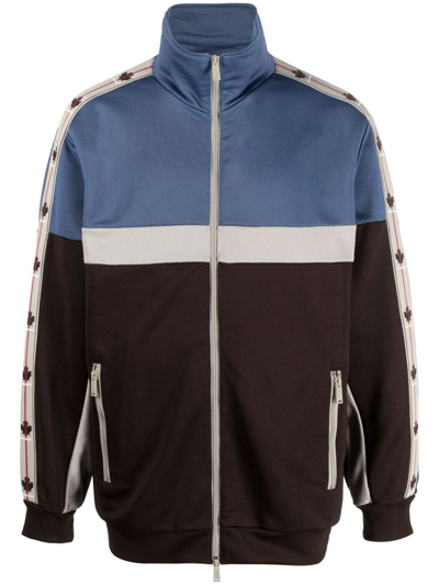 Dsquared2 Logo-stripes Zip-up Sweatshirt In Blue