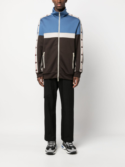 Dsquared2 Logo-stripes Zip-up Sweatshirt In Blue